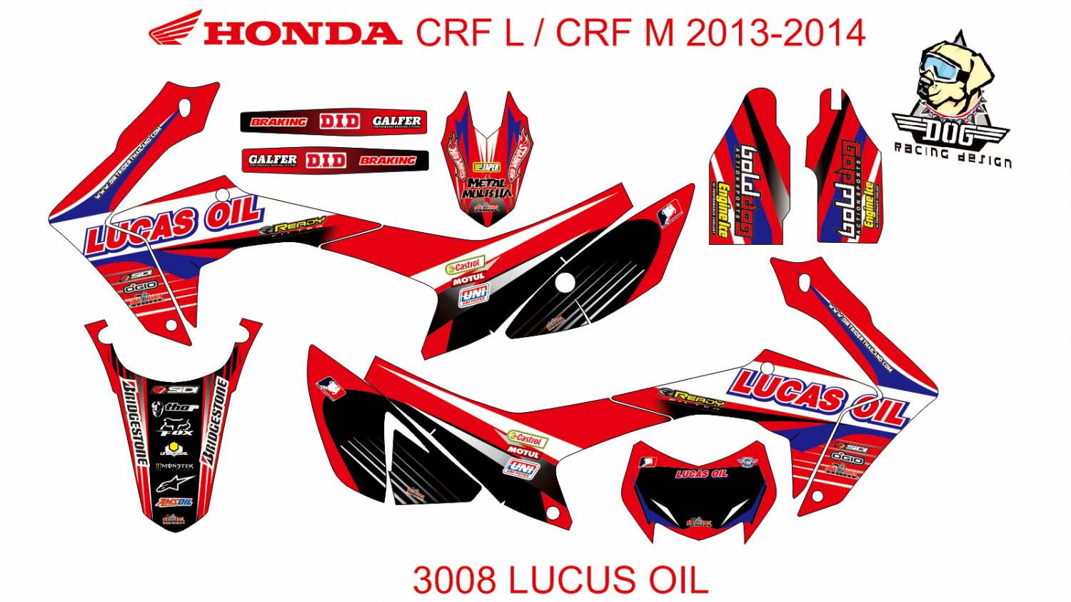 HONDA CRF L CRF M 2013-2014 GRAPHIC DECAL KIT CODE.3008