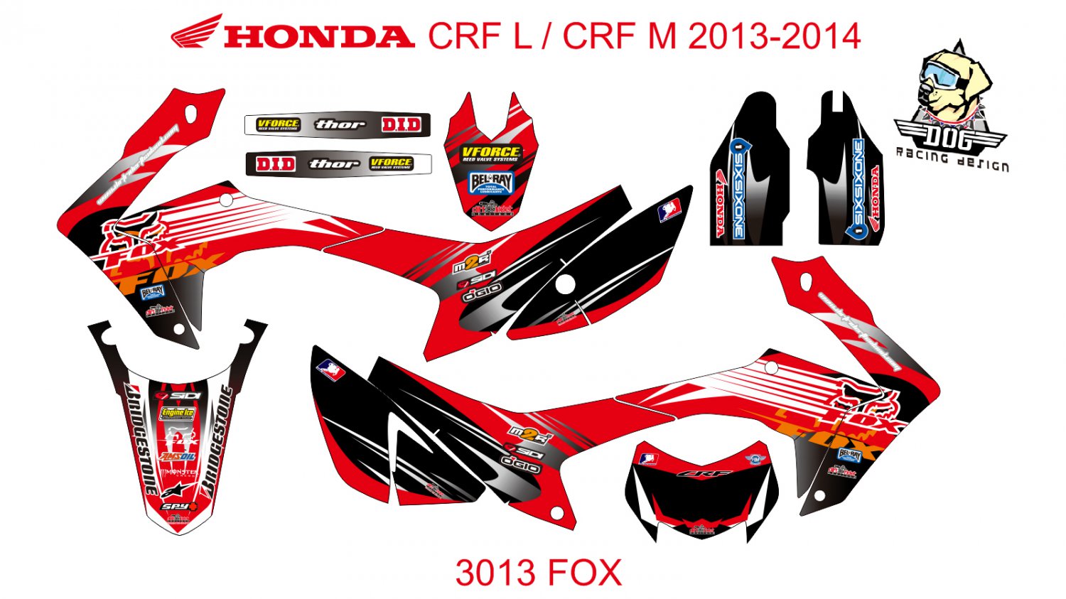 HONDA CRF L CRF M 2013-2014 GRAPHIC DECAL KIT CODE.3013