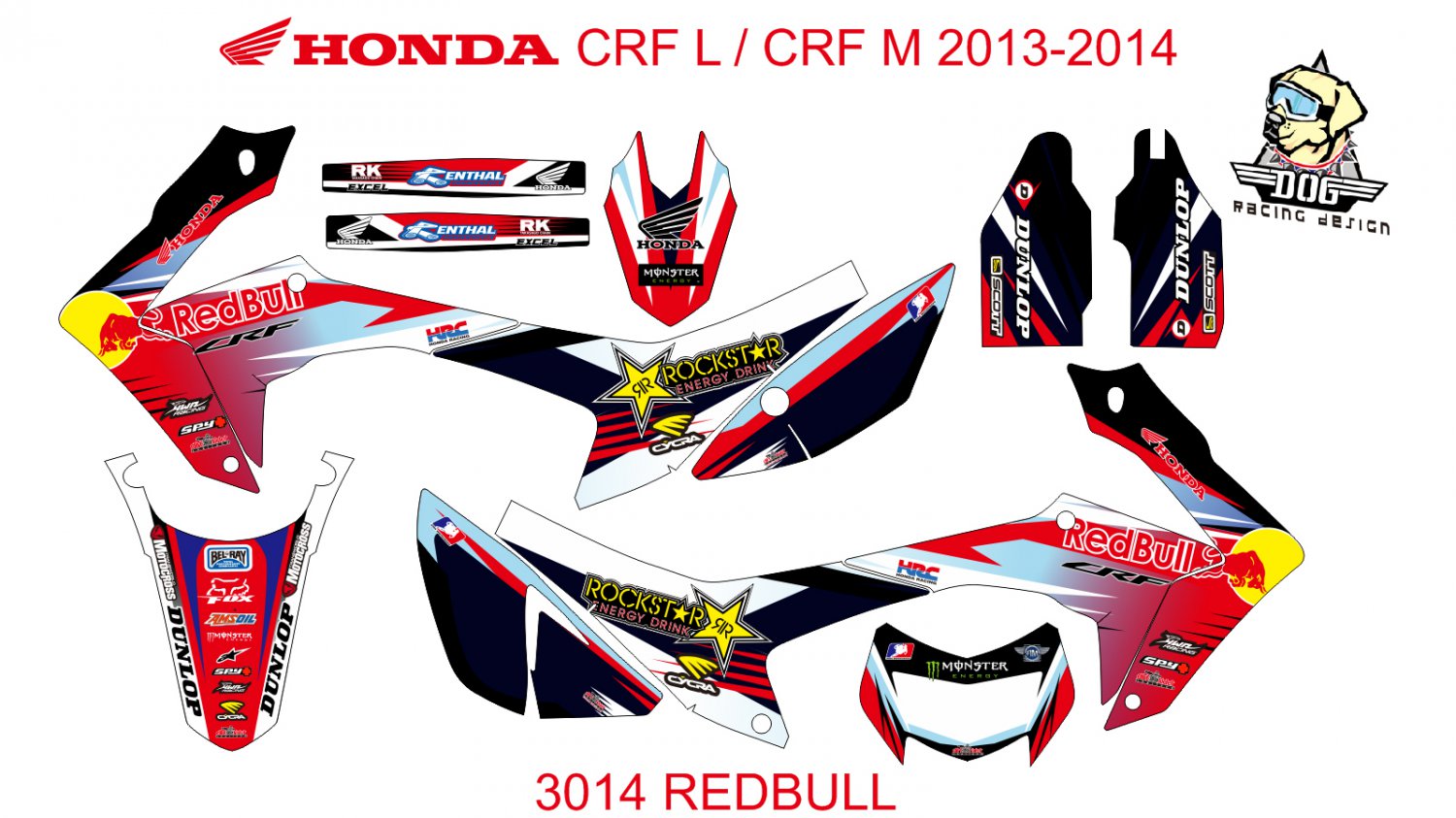 HONDA CRF L CRF M 2013-2014 GRAPHIC DECAL KIT CODE.3014