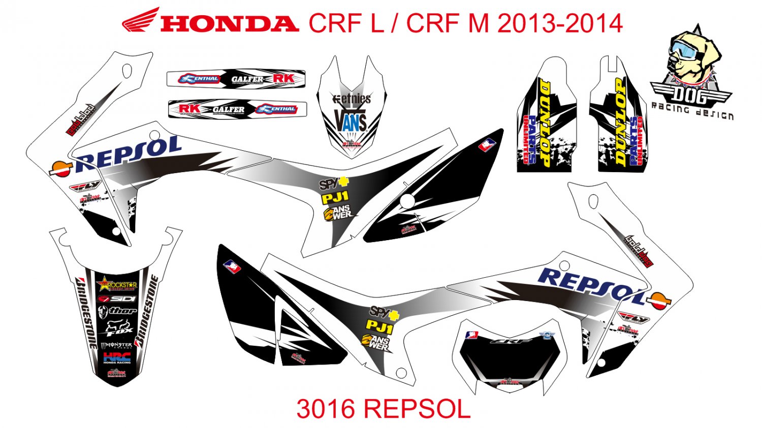HONDA CRF L CRF M 2013-2014 GRAPHIC DECAL KIT CODE.3016