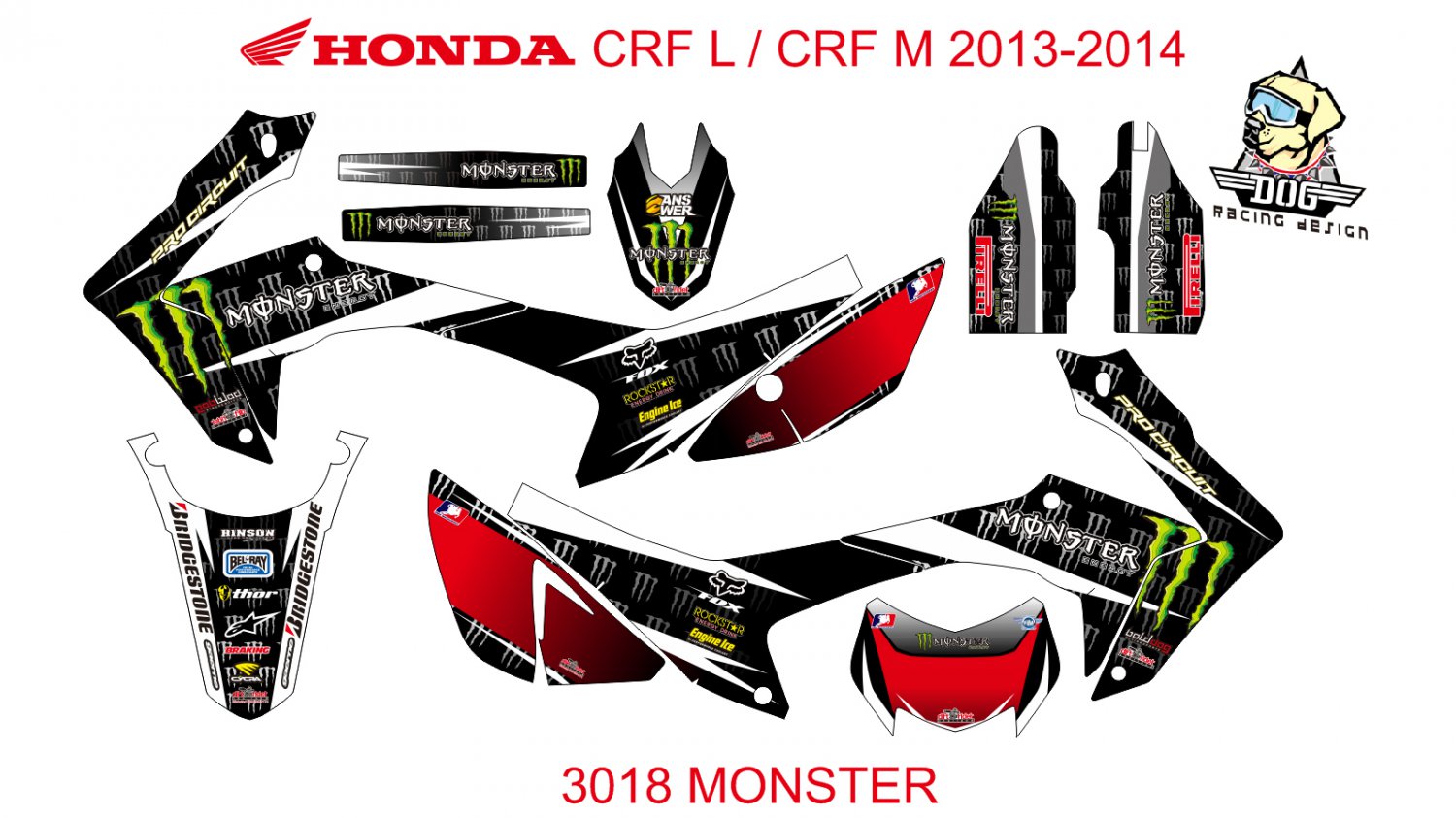 HONDA CRF L CRF M 2013-2014 GRAPHIC DECAL KIT CODE.3018