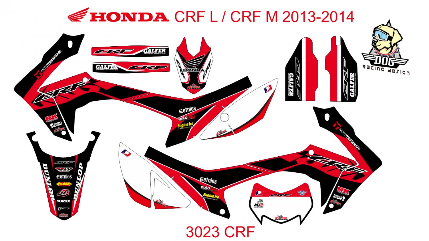 HONDA CRF L CRF M 2013-2014 GRAPHIC DECAL KIT CODE.3023