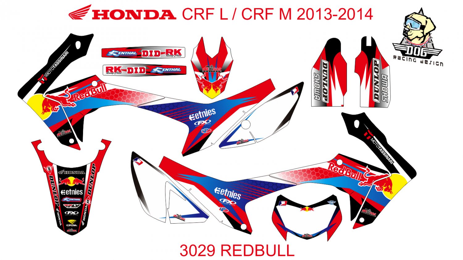 HONDA CRF L CRF M 2013-2014 GRAPHIC DECAL KIT CODE.3029