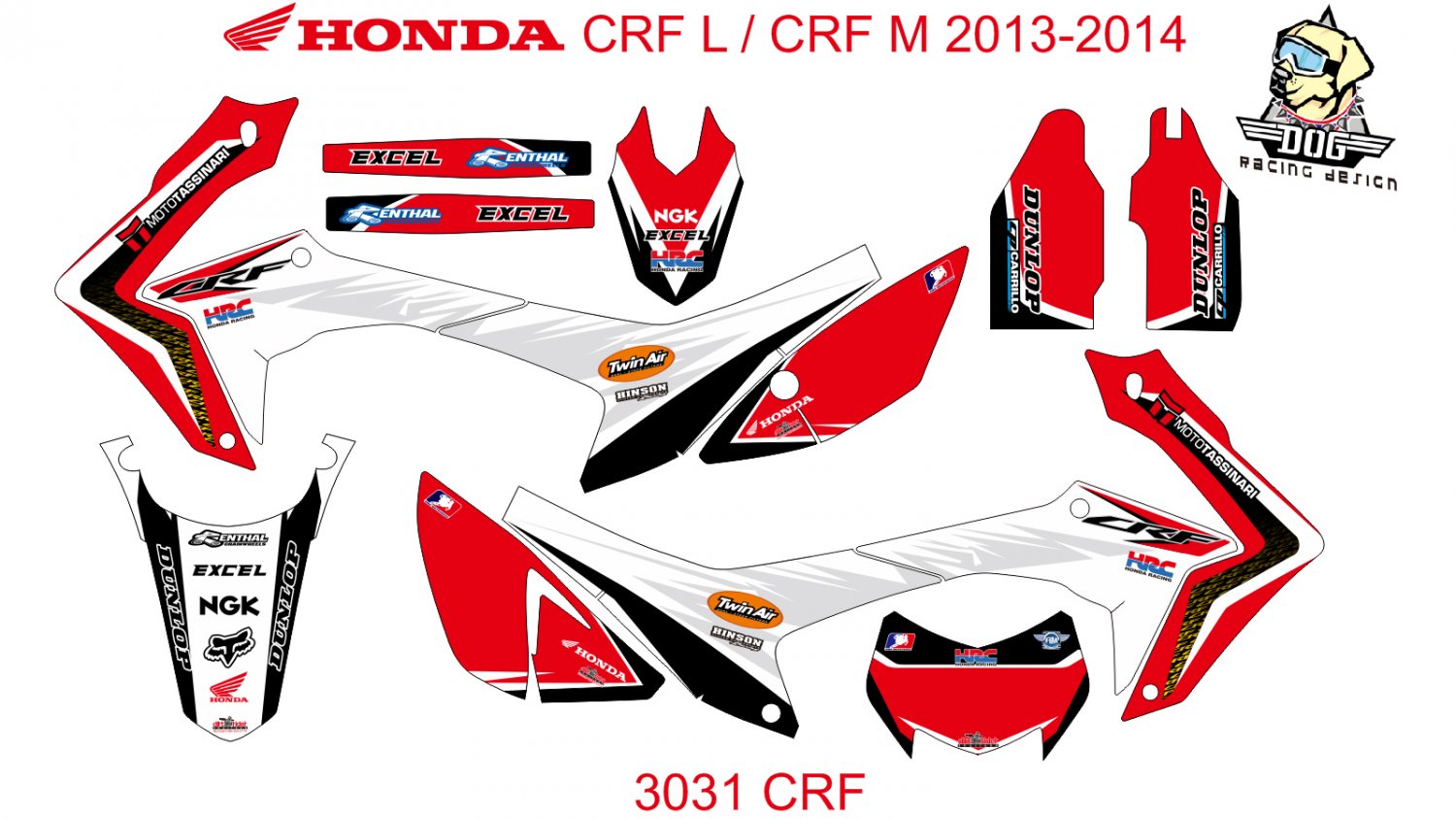 HONDA CRF L CRF M 2013-2014 GRAPHIC DECAL KIT CODE.3031