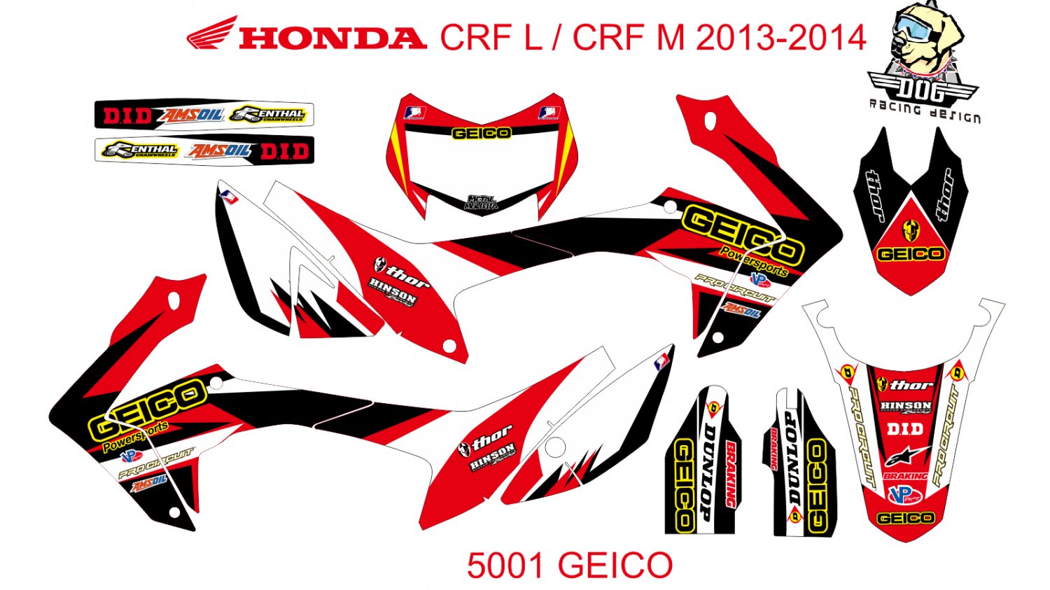HONDA CRF L CRF M 2013-2014 GRAPHIC DECAL KIT CODE.5001