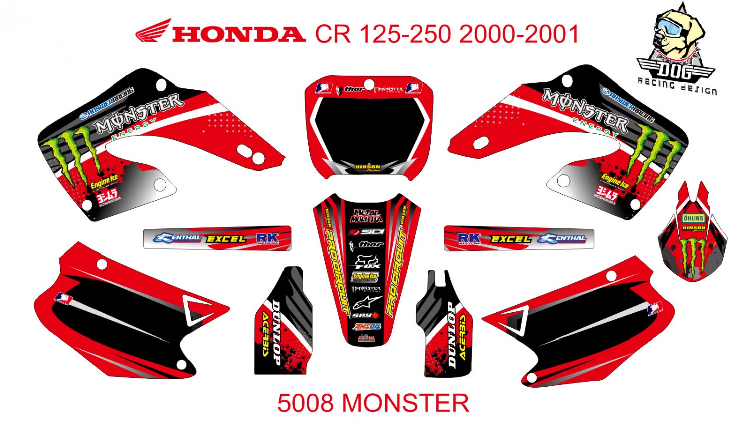 HONDA CR 125-250 2000-2001 GRAPHIC DECAL KIT CODE.5008