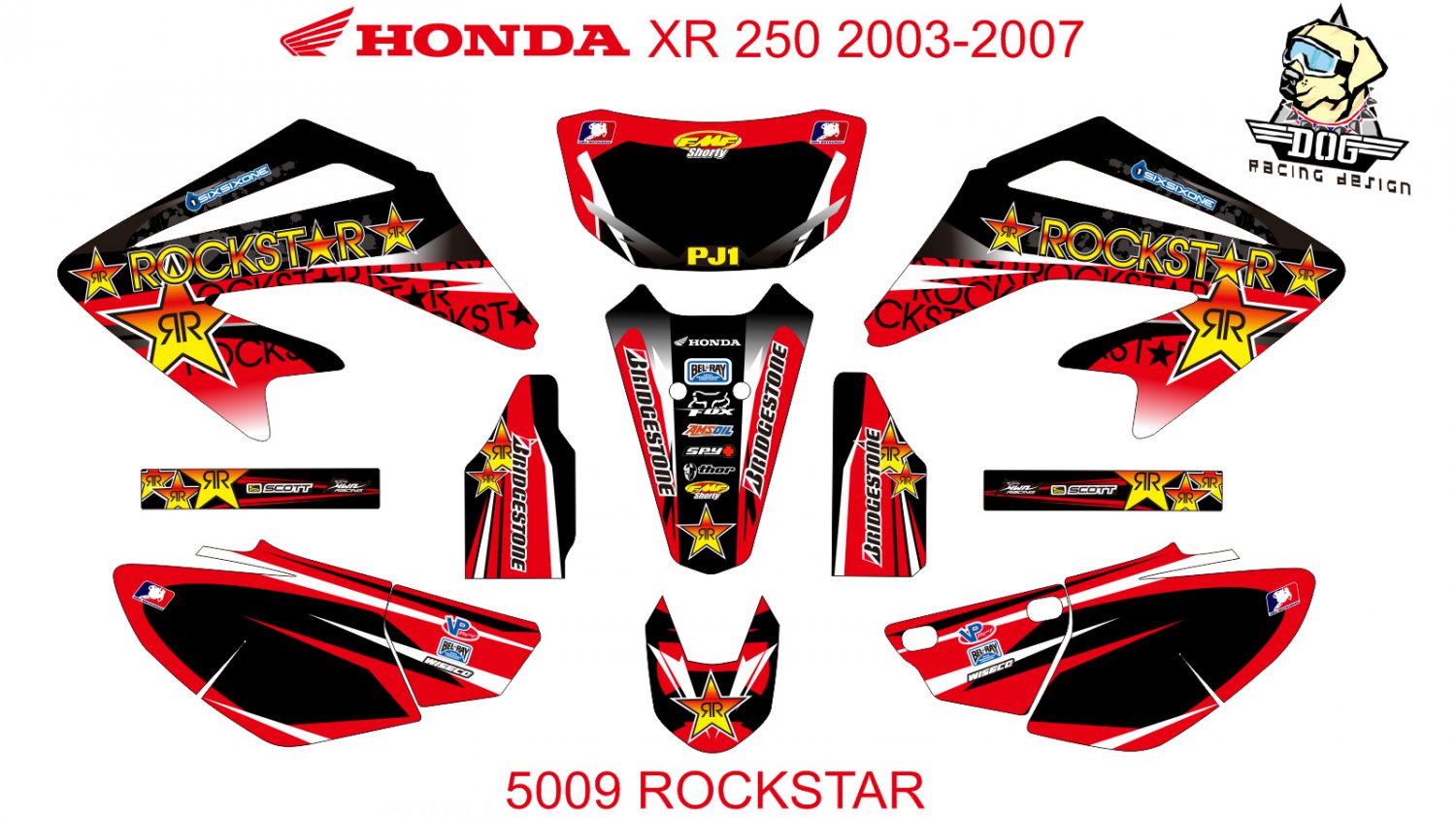 HONDA XR 250 2003-2007 GRAPHIC DECAL KIT CODE.5009