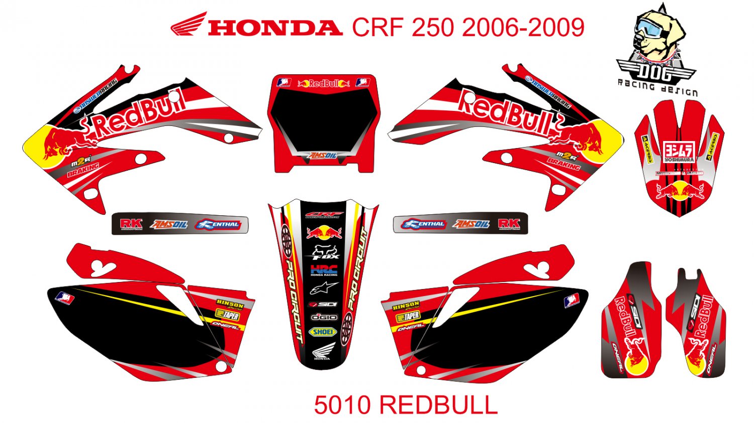 HONDA CRF 250 2006-2009 GRAPHIC DECAL KIT CODE.5010