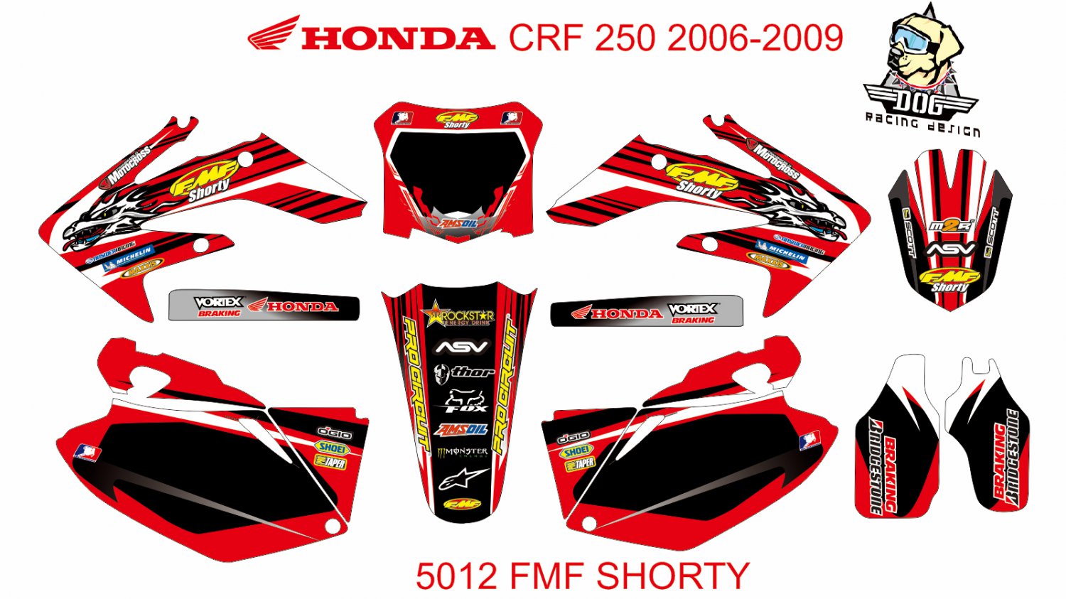 HONDA CRF 250 2006-2009 GRAPHIC DECAL KIT CODE.5012