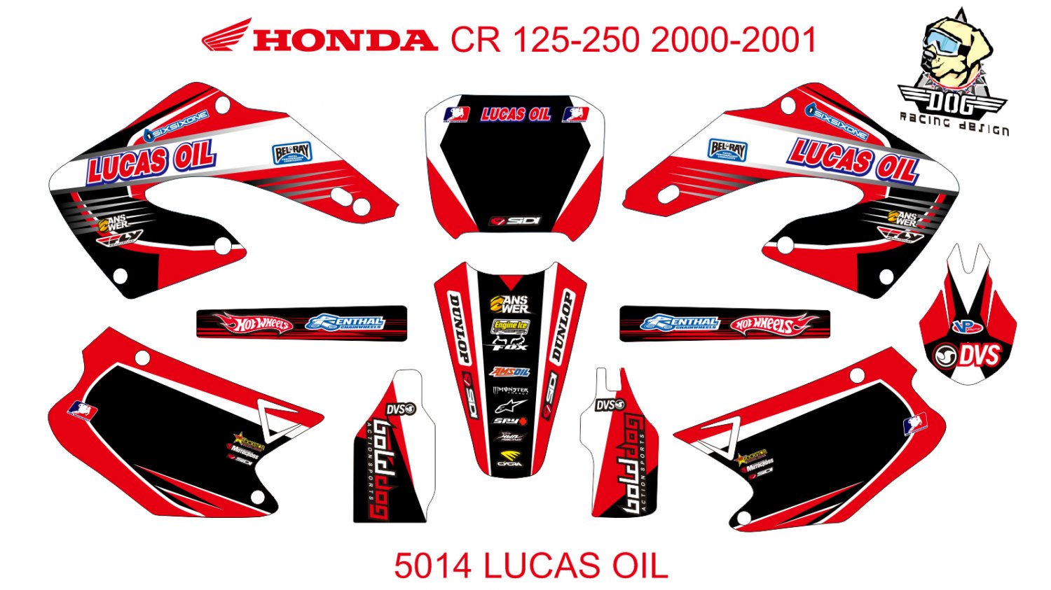 HONDA CR 125-250 2000-2001 GRAPHIC DECAL KIT CODE.5014