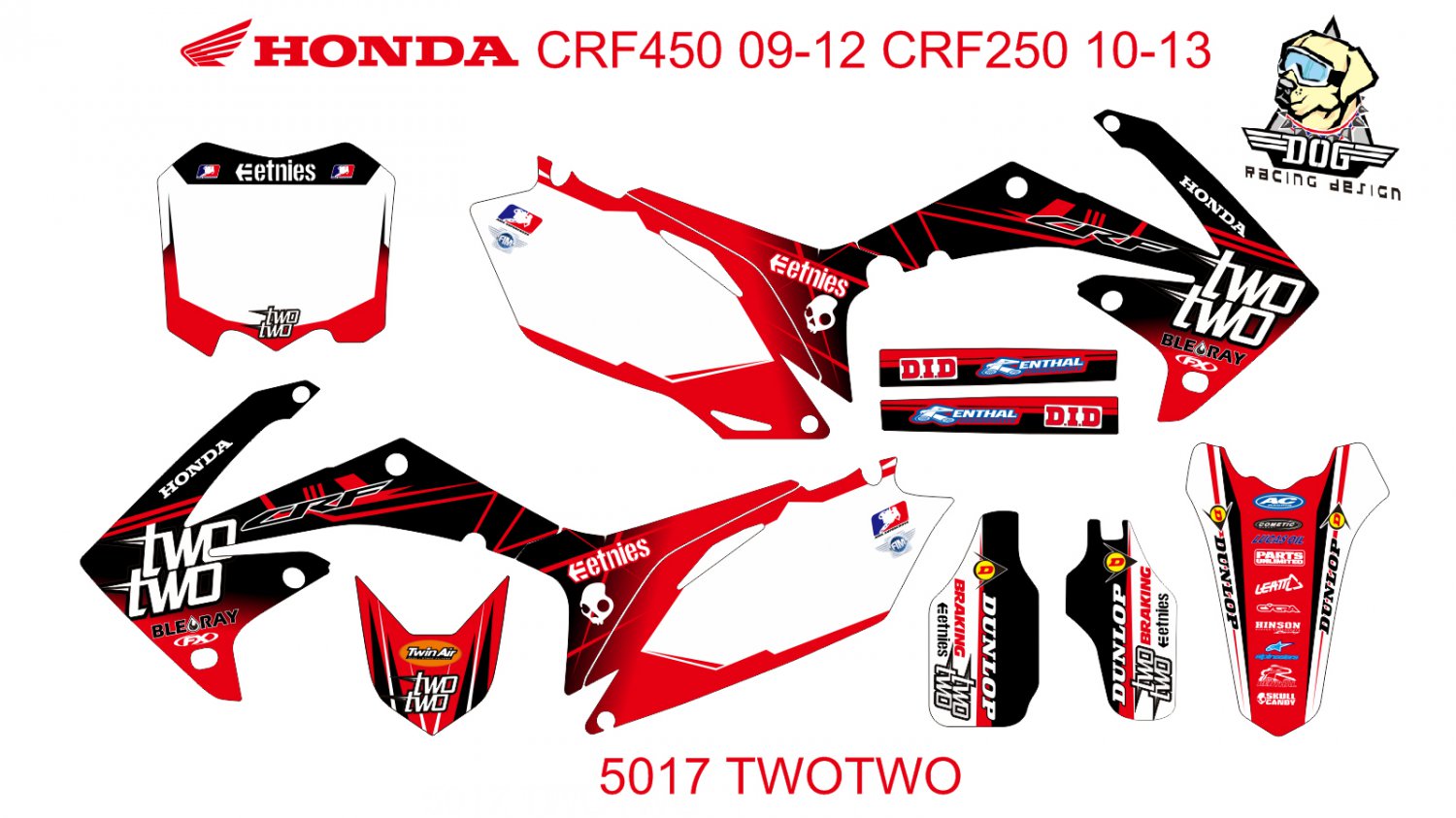 HONDA CRF450 2009-2012 CRF250 2010-2013 GRAPHIC DECAL KIT CODE.5017