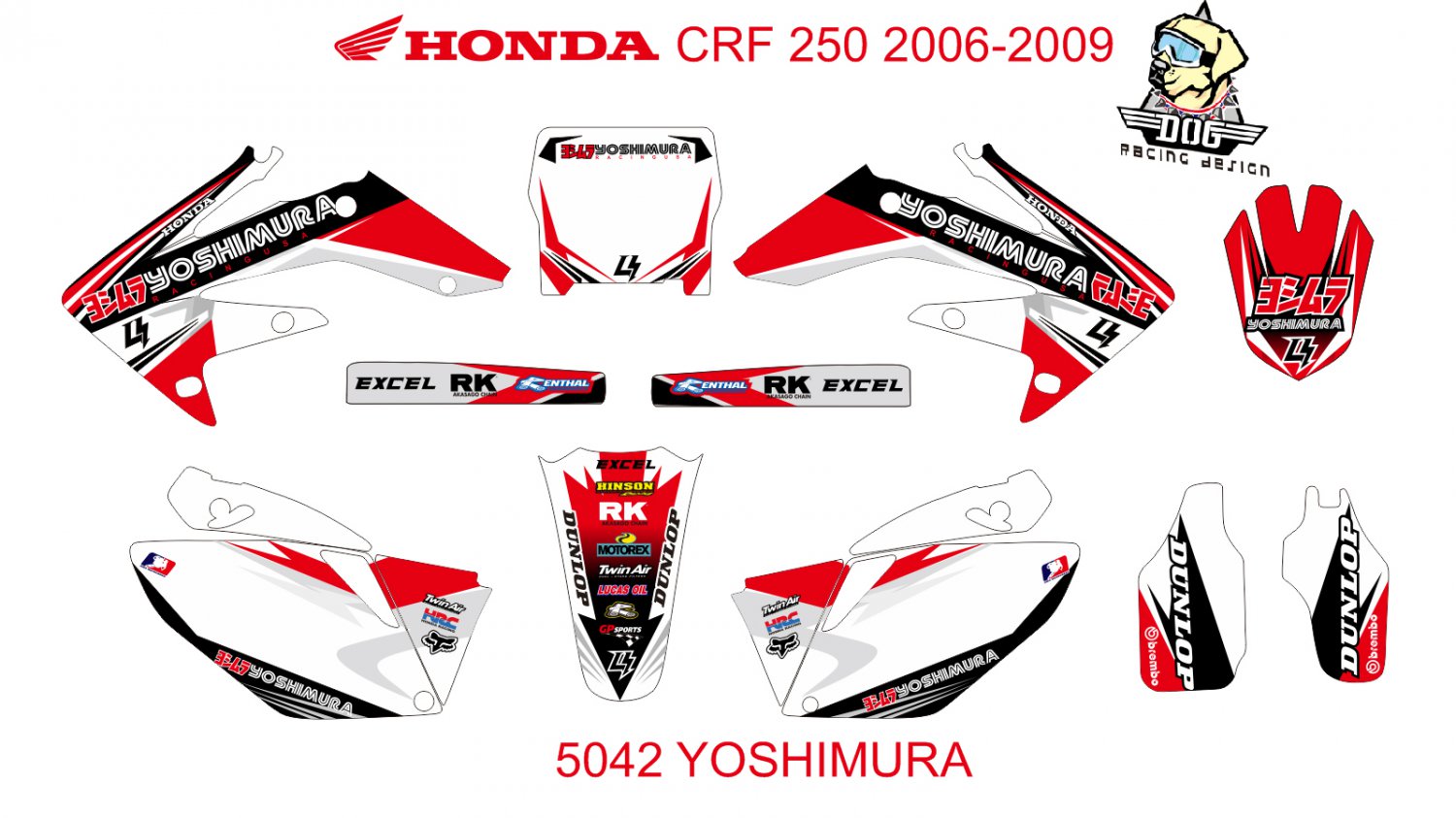 HONDA CRF 250 2006-2009 GRAPHIC DECAL KIT CODE.5042