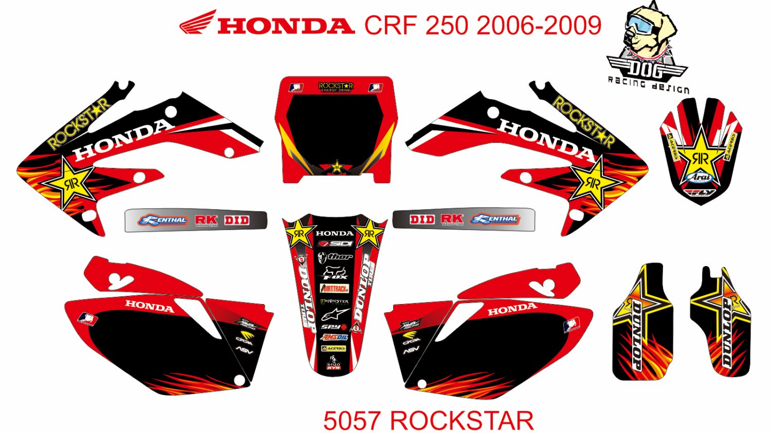 HONDA CRF 250 2006-2009 GRAPHIC DECAL KIT CODE.5057
