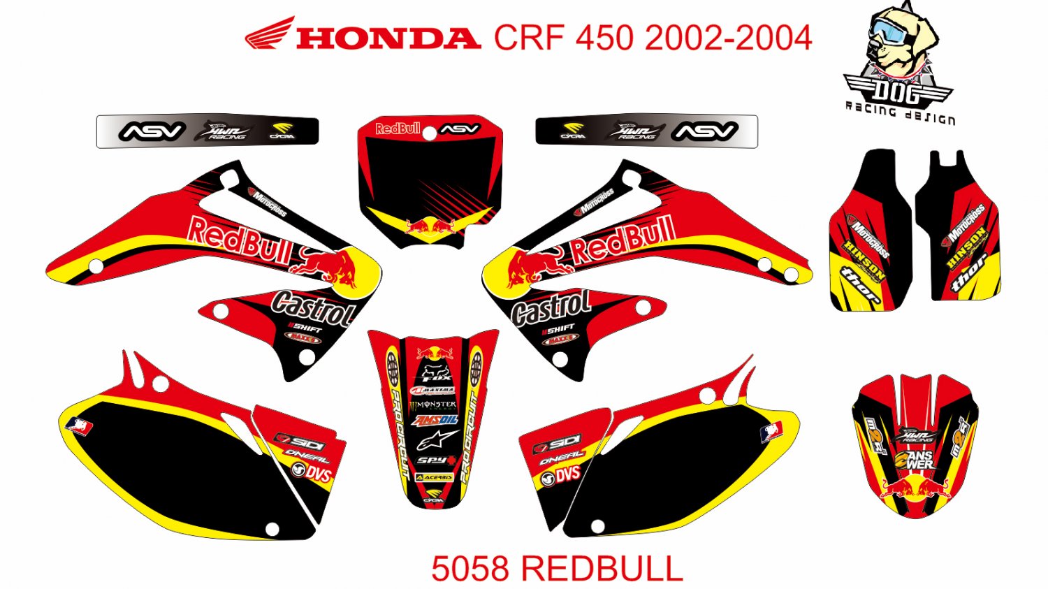 HONDA CRF 450 2002-2004 GRAPHIC DECAL KIT CODE.5058