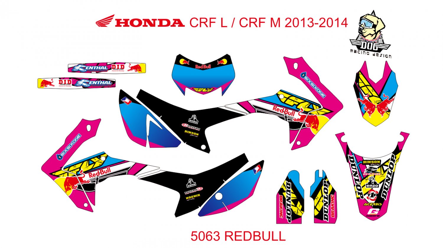 HONDA CRF L CRF M 2013-2014 GRAPHIC DECAL KIT CODE.5063