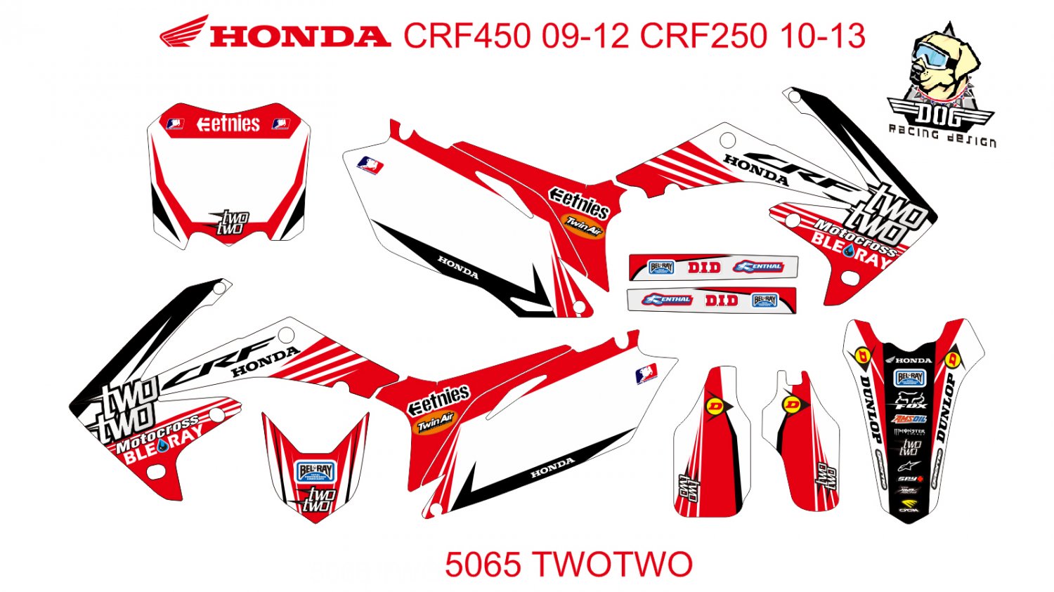 HONDA CRF 450 2009-2012 CRF 250 2010-2013 GRAPHIC DECAL KIT CODE.5065