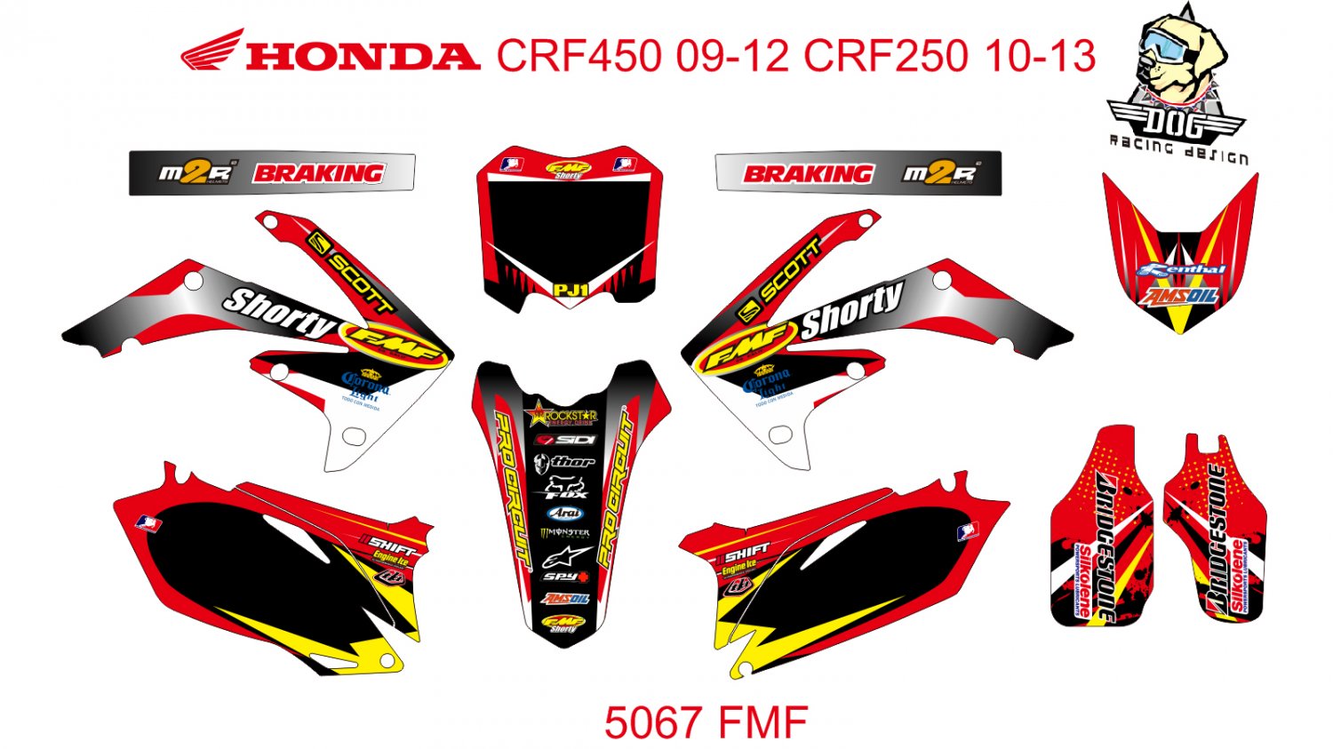 HONDA CRF 450 2009-2012 CRF 250 2010-2013 GRAPHIC DECAL KIT CODE.5067