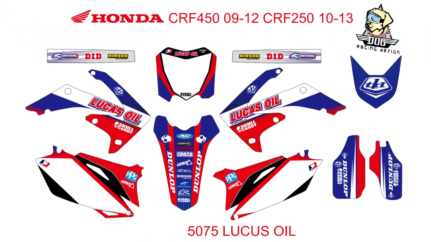 HONDA CRF 450 2009-2012 CRF 250 2010-2013 GRAPHIC DECAL KIT CODE.5075