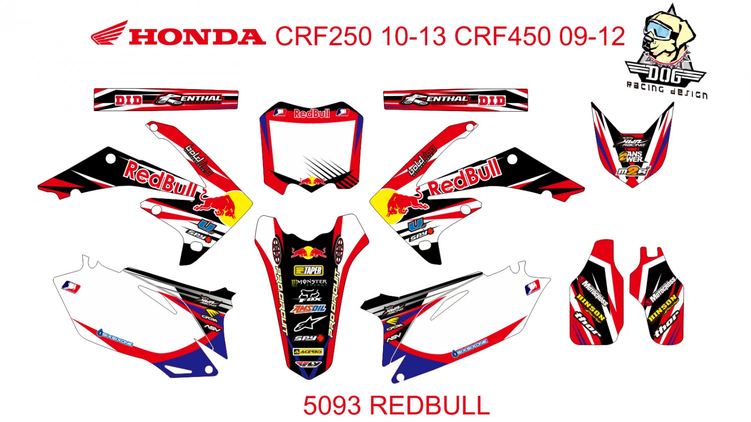 HONDA CRF 250 2010-2013 CRF 450 2009-2012 GRAPHIC DECAL KIT CODE.5093