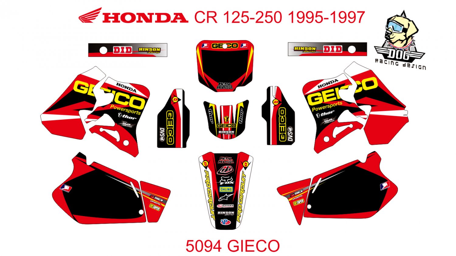 HONDA CR 125-250 1995-1997 GRAPHIC DECAL KIT CODE.5094