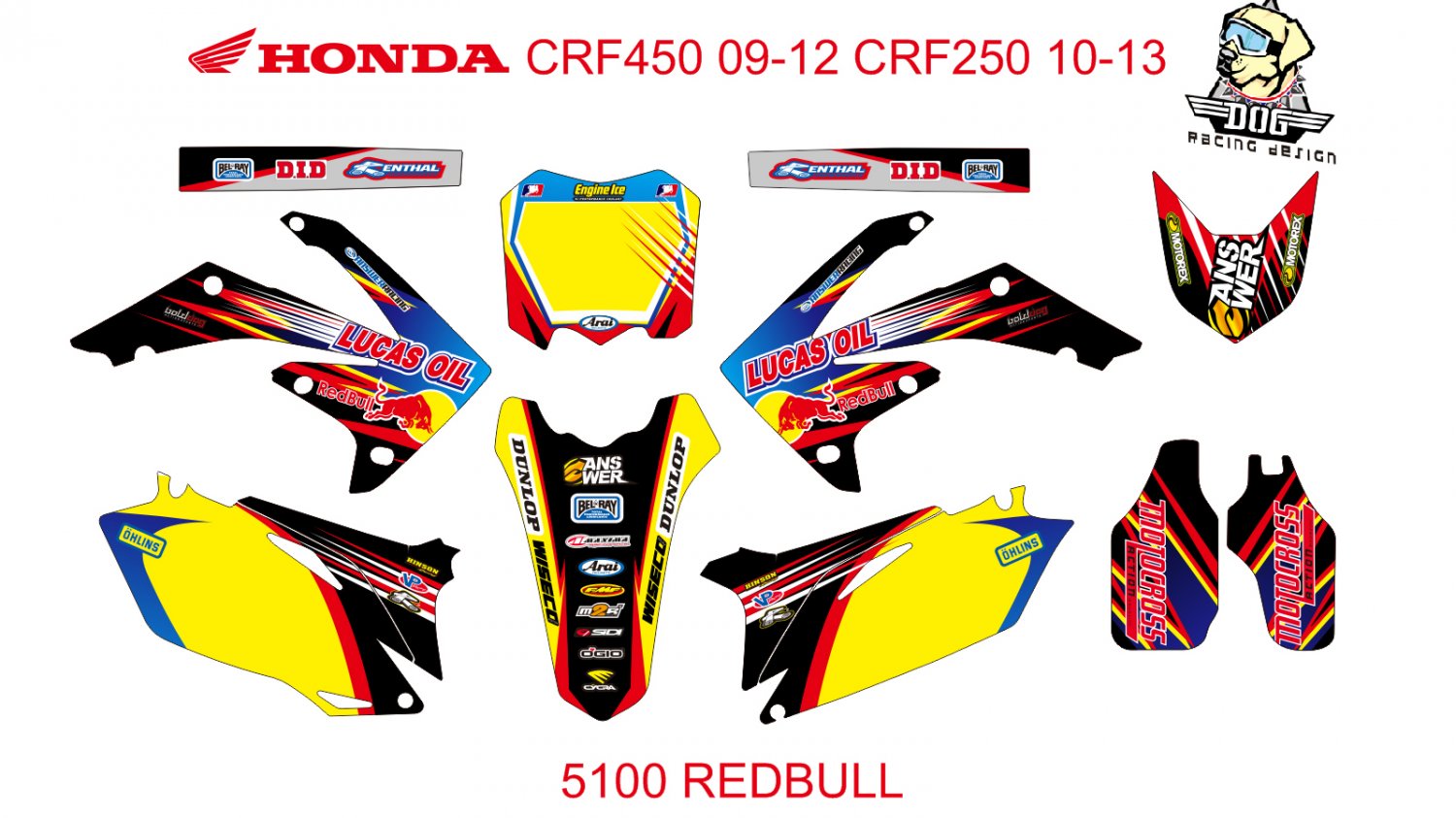 HONDA CRF 250 2010-2013 CRF 450 2009-2012 GRAPHIC DECAL KIT CODE.5100