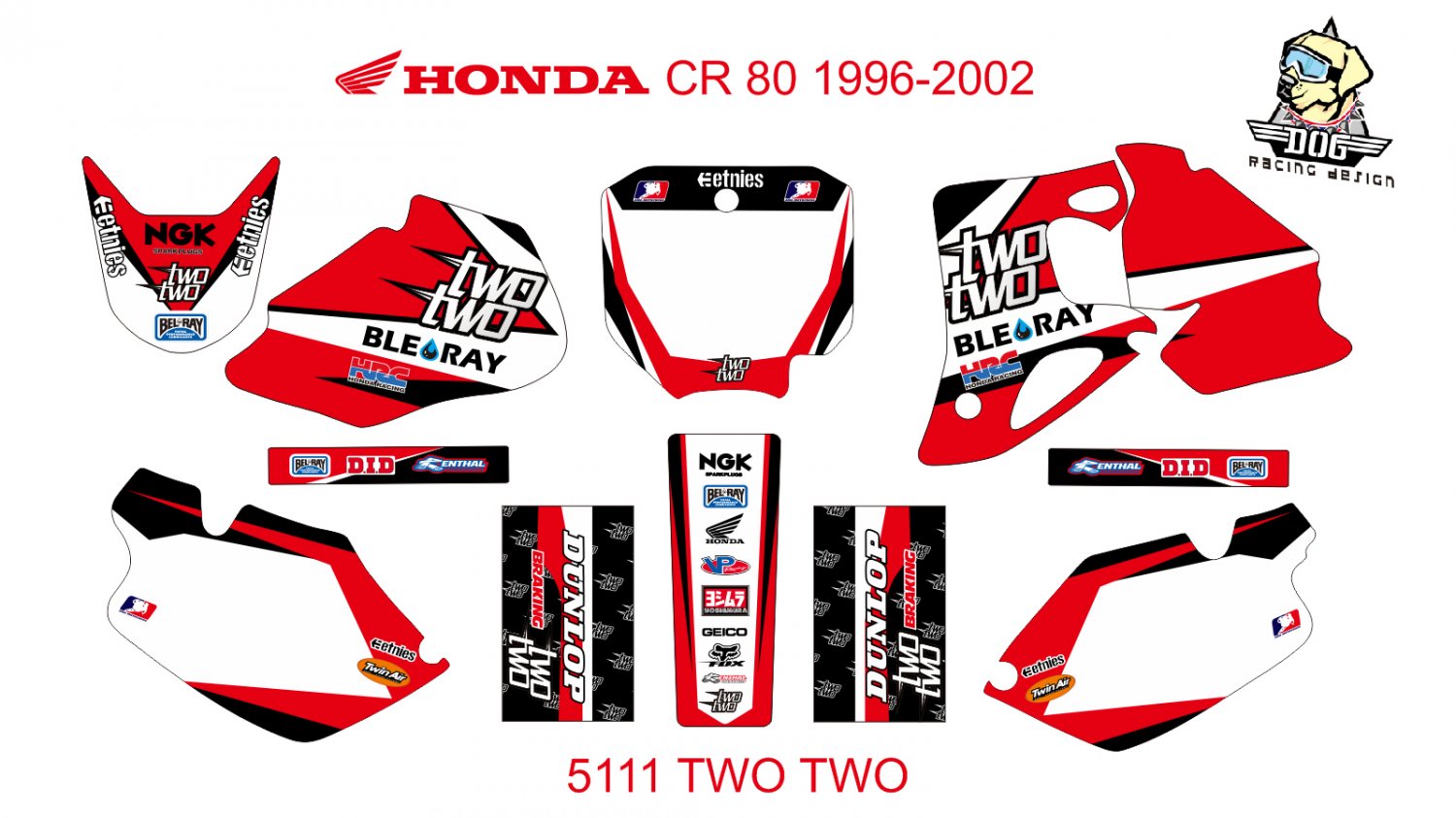 HONDA CR 80 1996-2002 GRAPHIC DECAL KIT CODE.5111