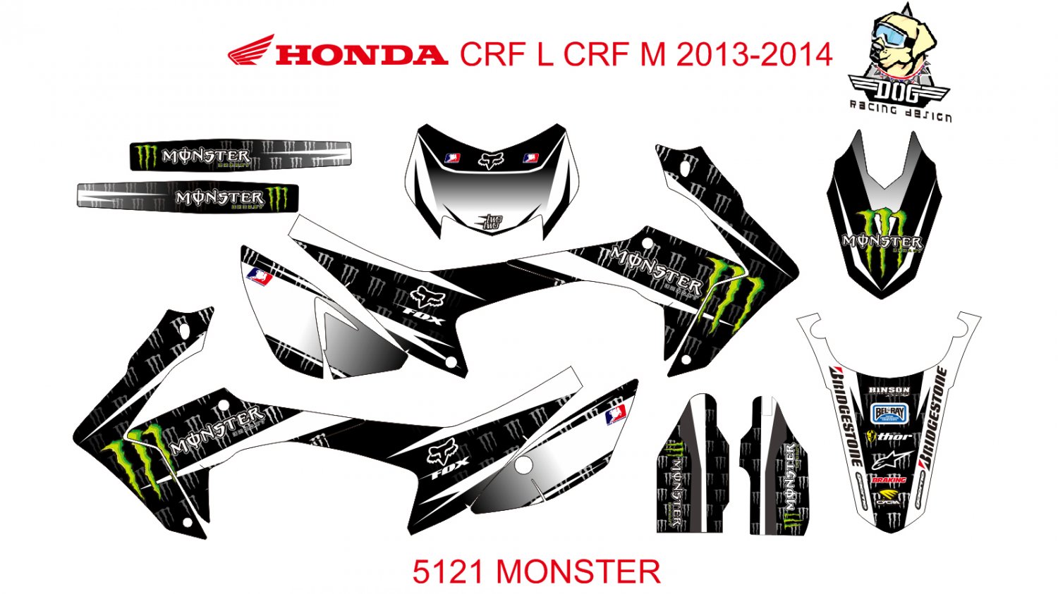 HONDA CRF L CRF M 2013-2014 GRAPHIC DECAL KIT CODE.5121