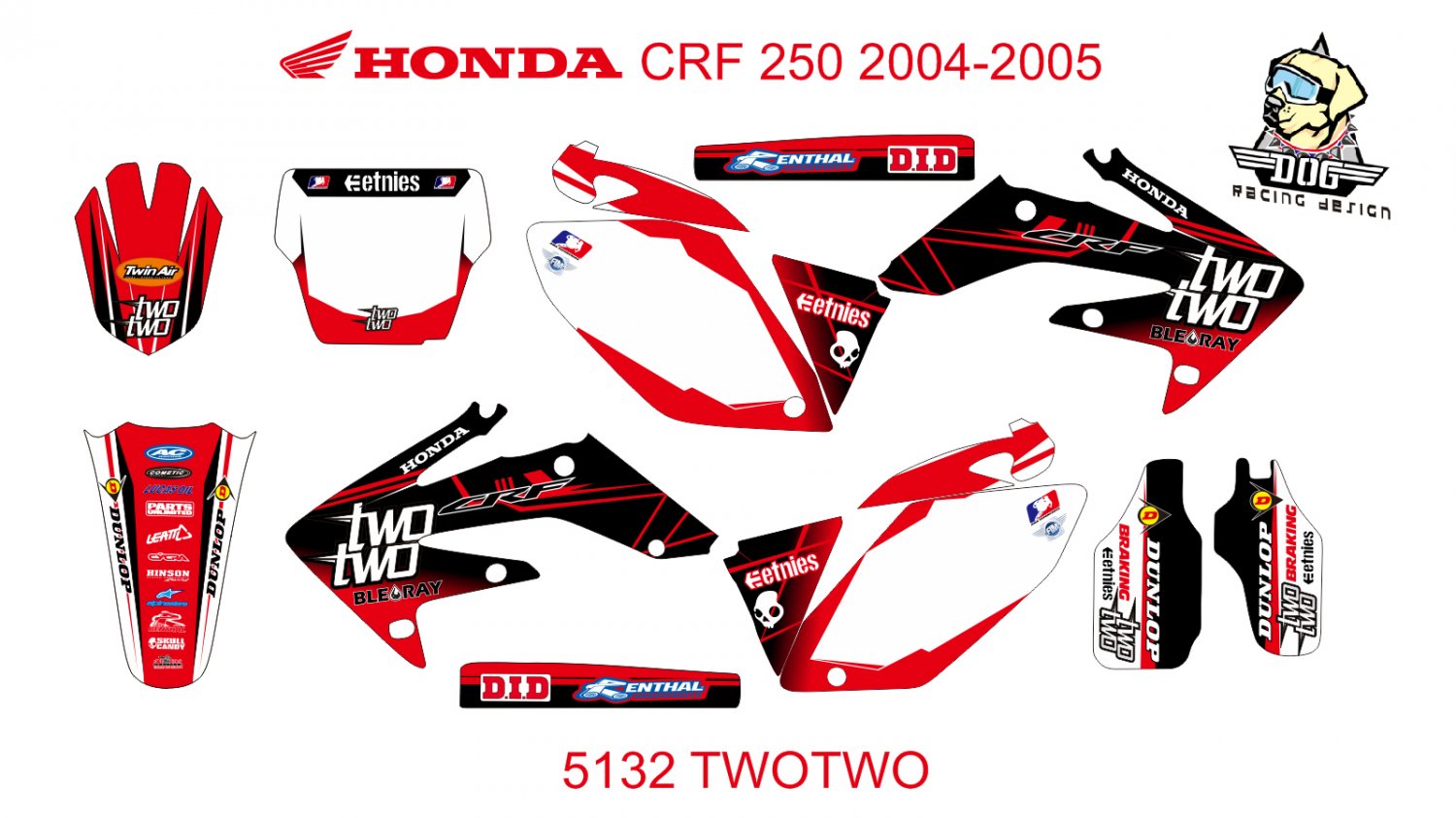 HONDA CRF 250 2004-2005 GRAPHIC DECAL KIT CODE.5132