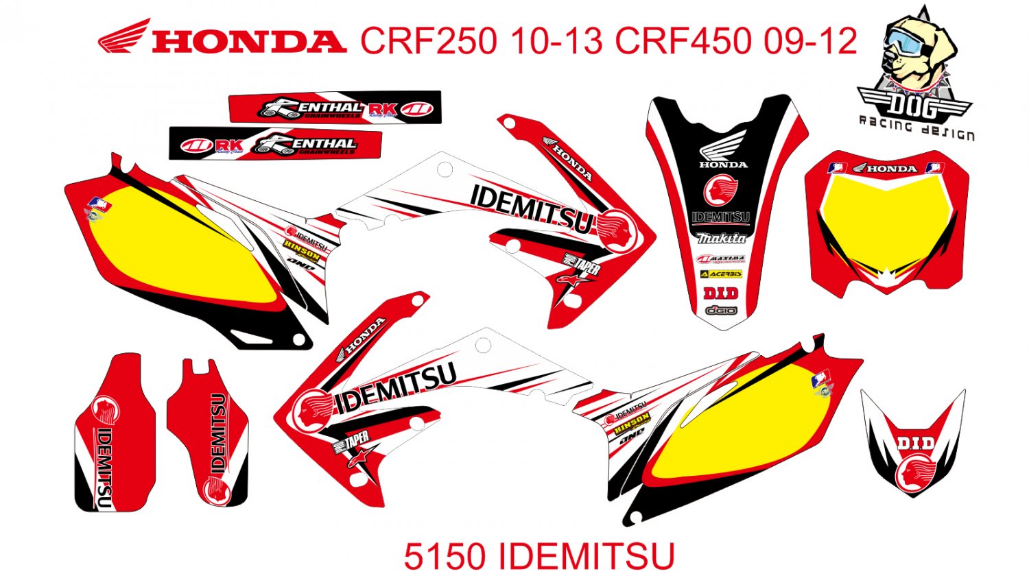 HONDA CRF 250 2010-2013 CRF 450 2009-2012 GRAPHIC DECAL KIT CODE.5150