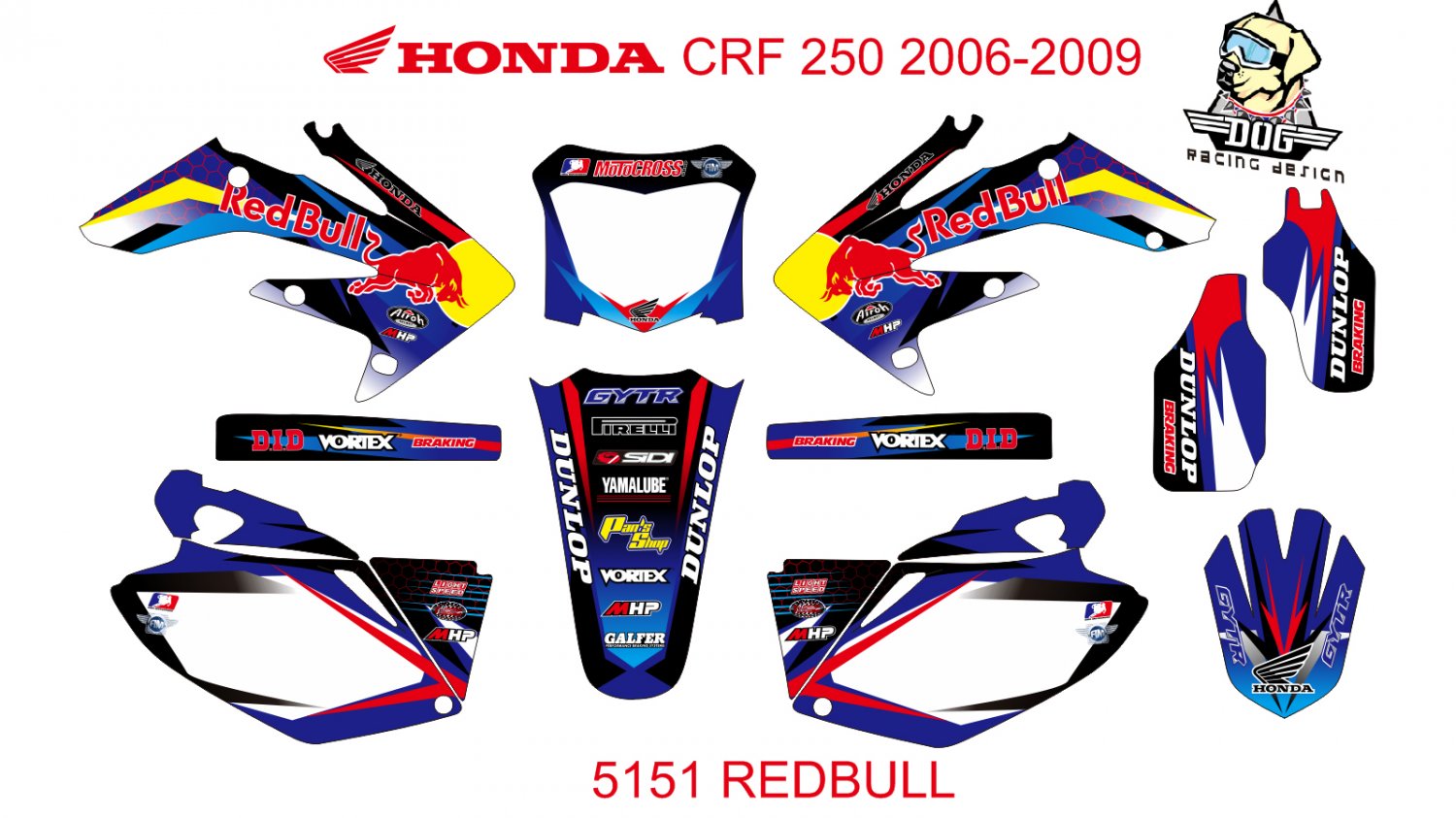 HONDA CRF 250 2006-2009 GRAPHIC DECAL KIT CODE.5151