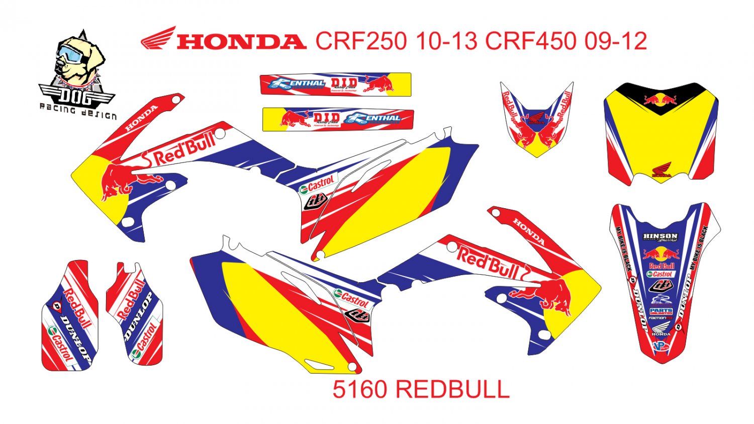HONDA CRF250 2010-2013 CRF450 2009-2012 GRAPHIC DECAL KIT CODE.5160
