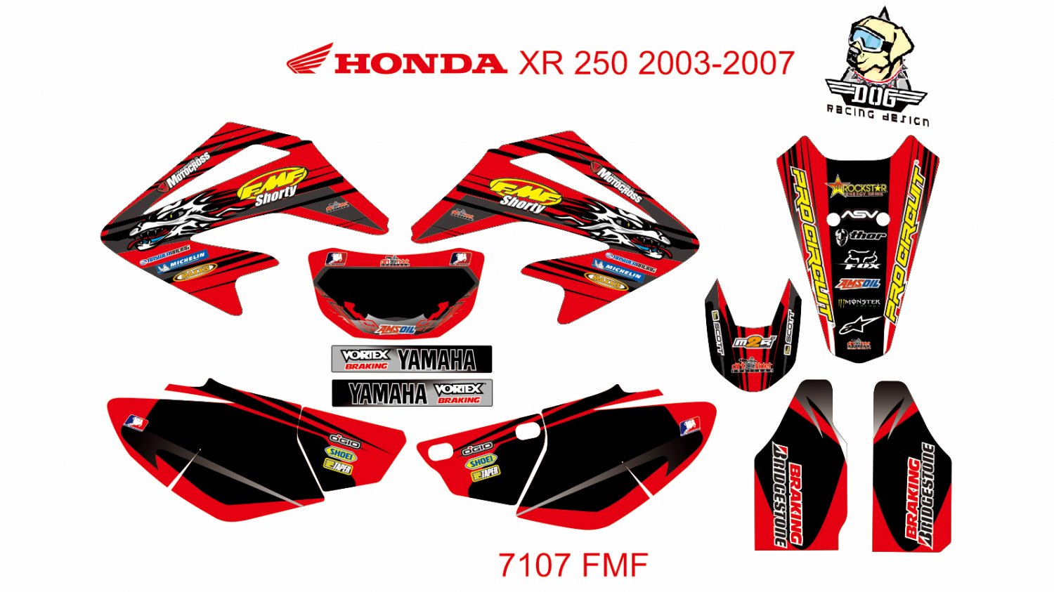 HONDA XR 250 2003-2007 GRAPHIC DECAL KIT CODE.7107