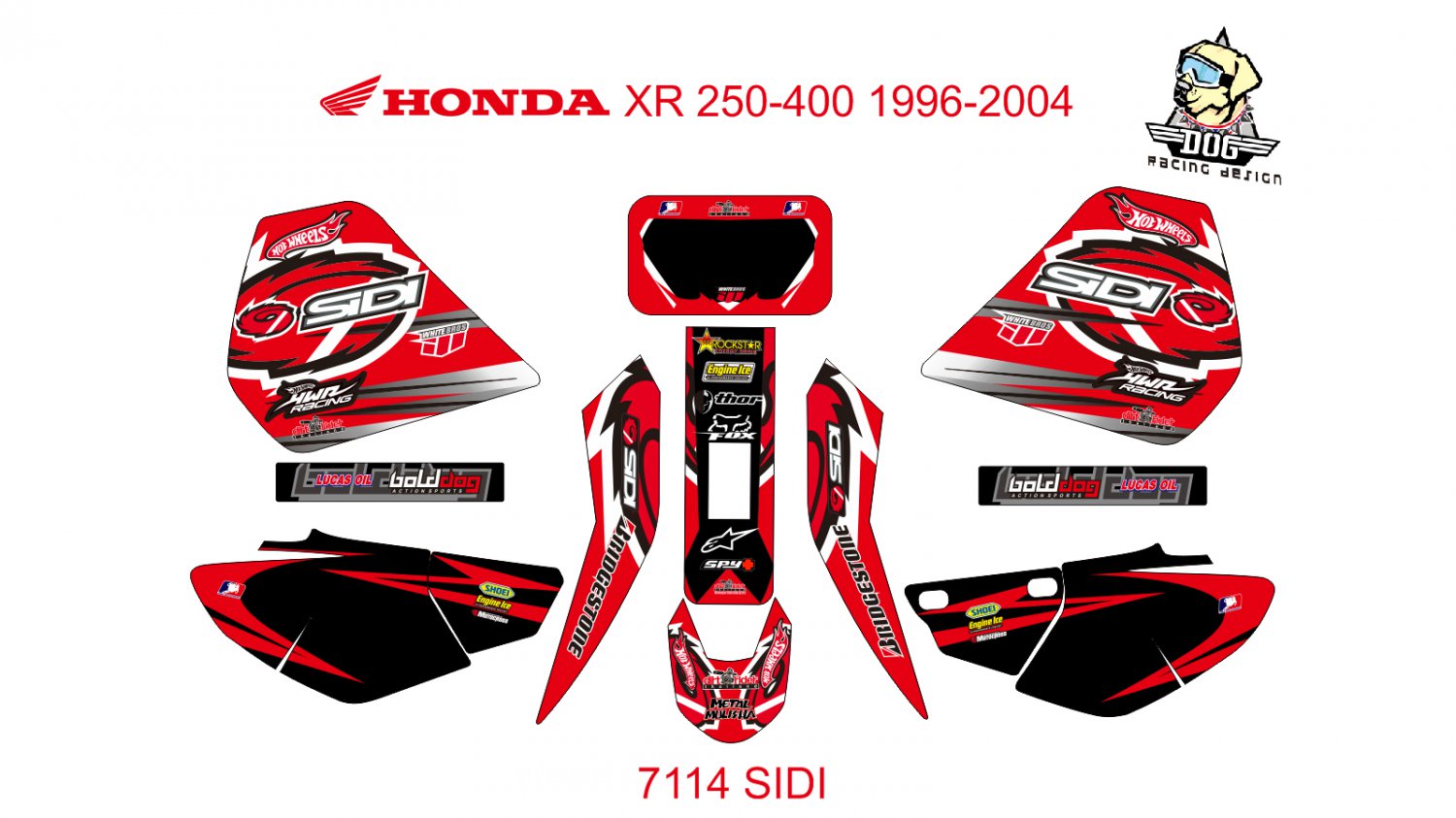 HONDA XR 250-400 1996-2004 GRAPHIC DECAL KIT CODE.7114