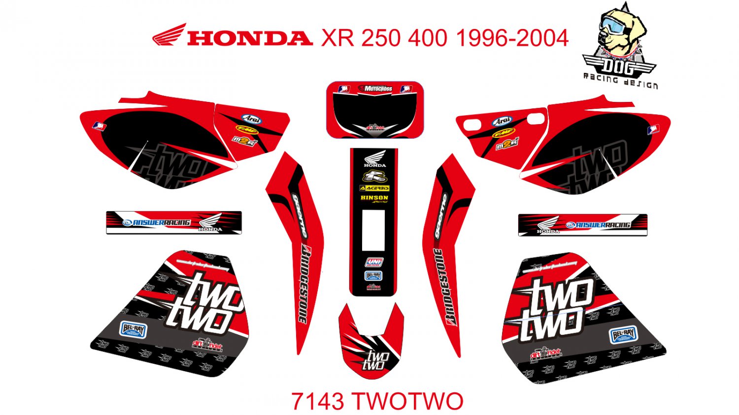 HONDA XR 250-400 1996-2004 GRAPHIC DECAL KIT CODE.7143