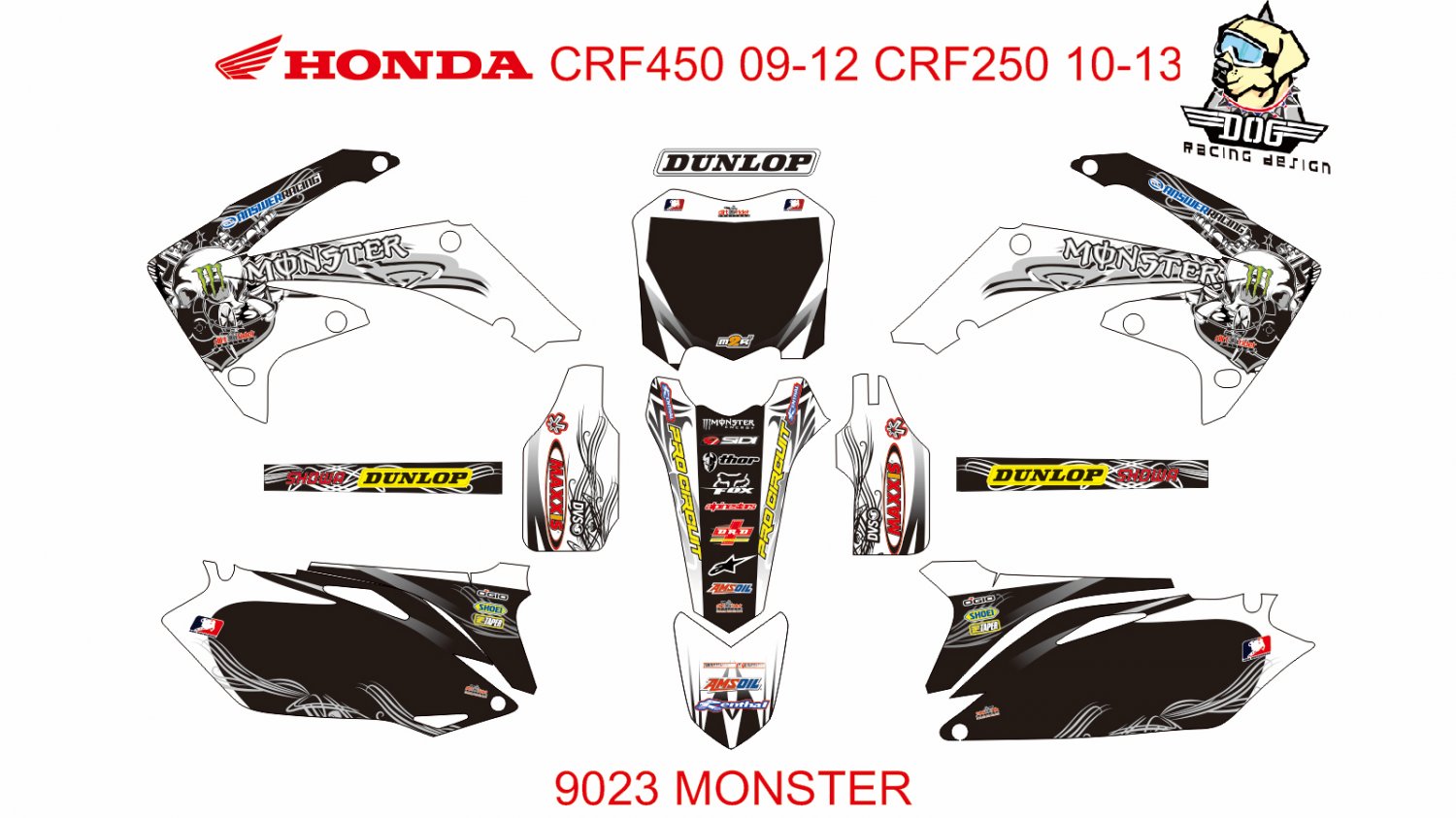 HONDA CRF 450 2009-2012 CRF 250 2010-2013 DECAL KIT CODE.9023