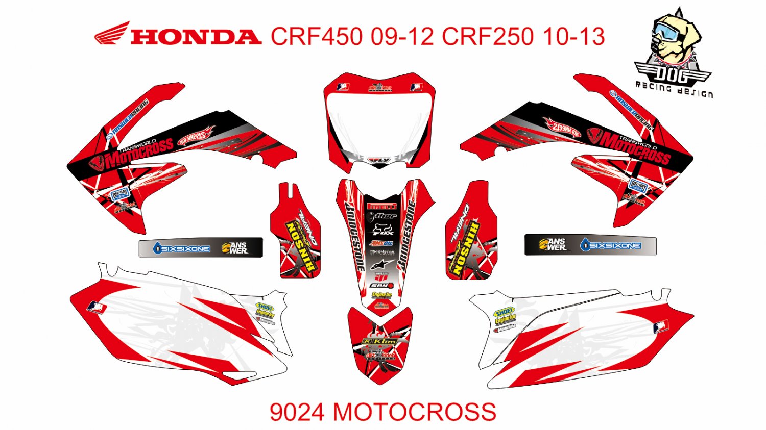 HONDA CRF 450 2009-2012 CRF 250 2010-2013 DECAL KIT CODE.9024
