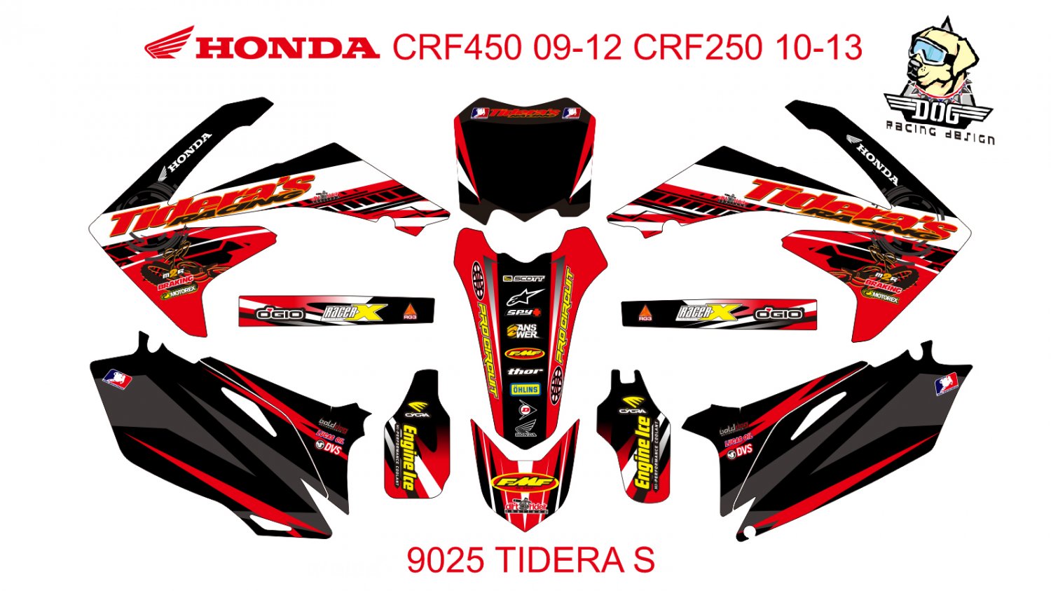 HONDA CRF 450 2009-2012 CRF 250 2010-2013 DECAL KIT CODE.9025