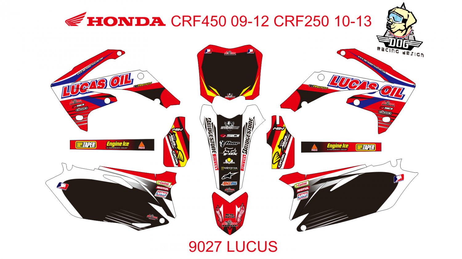 HONDA CRF 450 2009-2012 CRF 250 2010-2013 DECAL KIT CODE.9027
