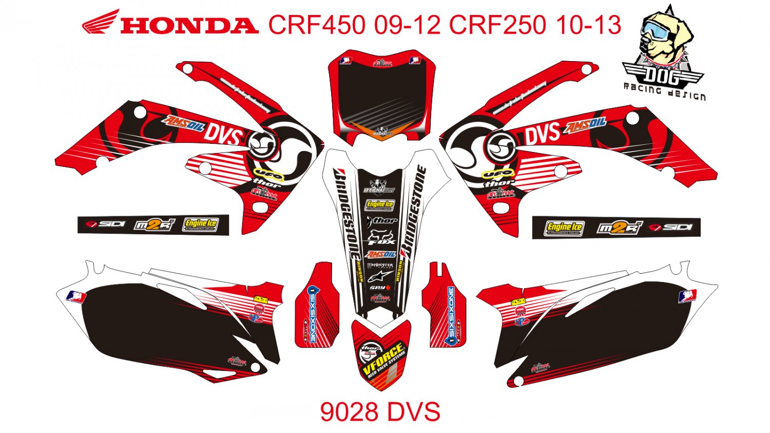 HONDA CRF 450 2009-2012 CRF 250 2010-2013 DECAL KIT CODE.9028