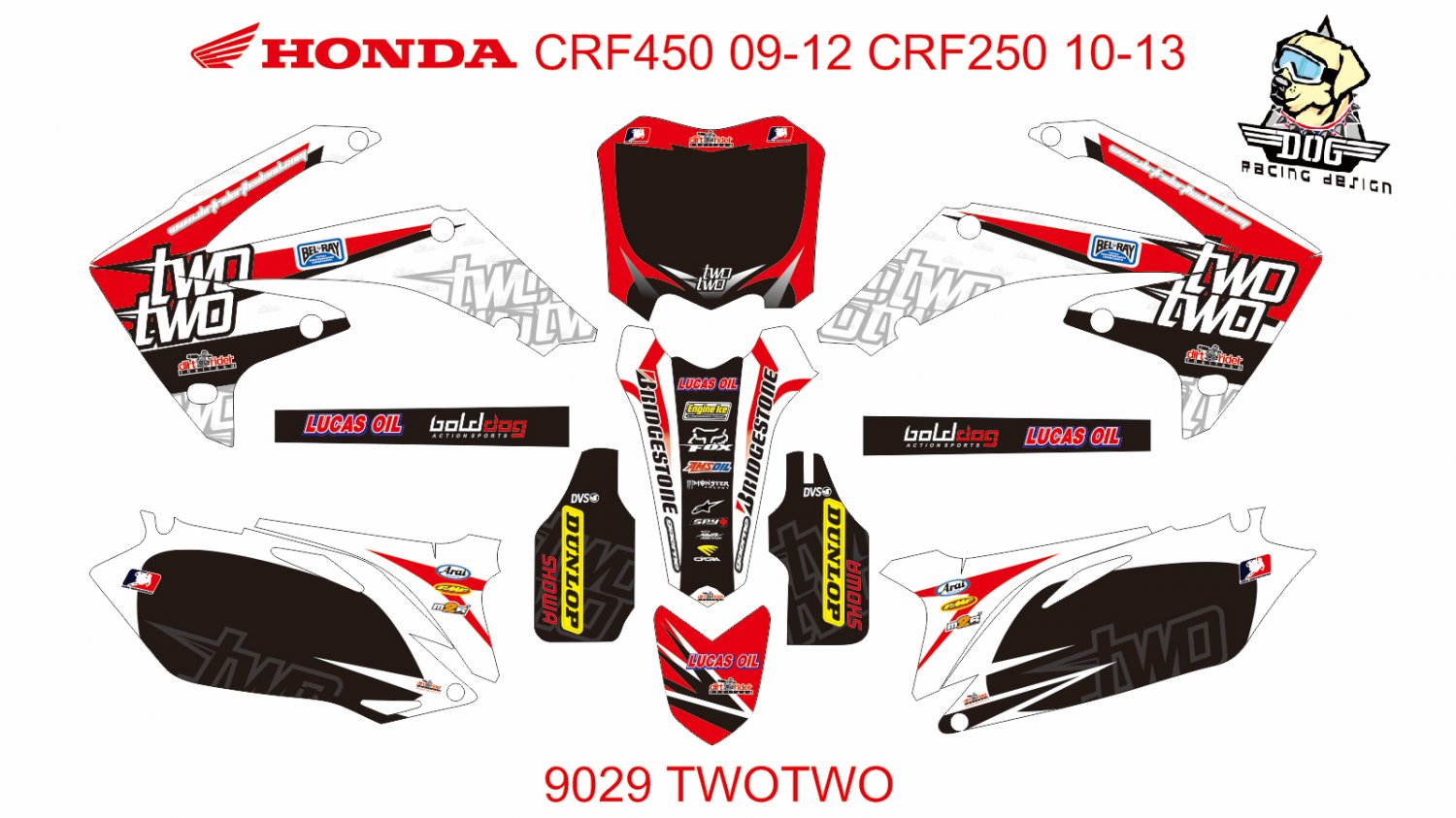 HONDA CRF 450 2009-2012 CRF 250 2010-2013 DECAL KIT CODE.9029
