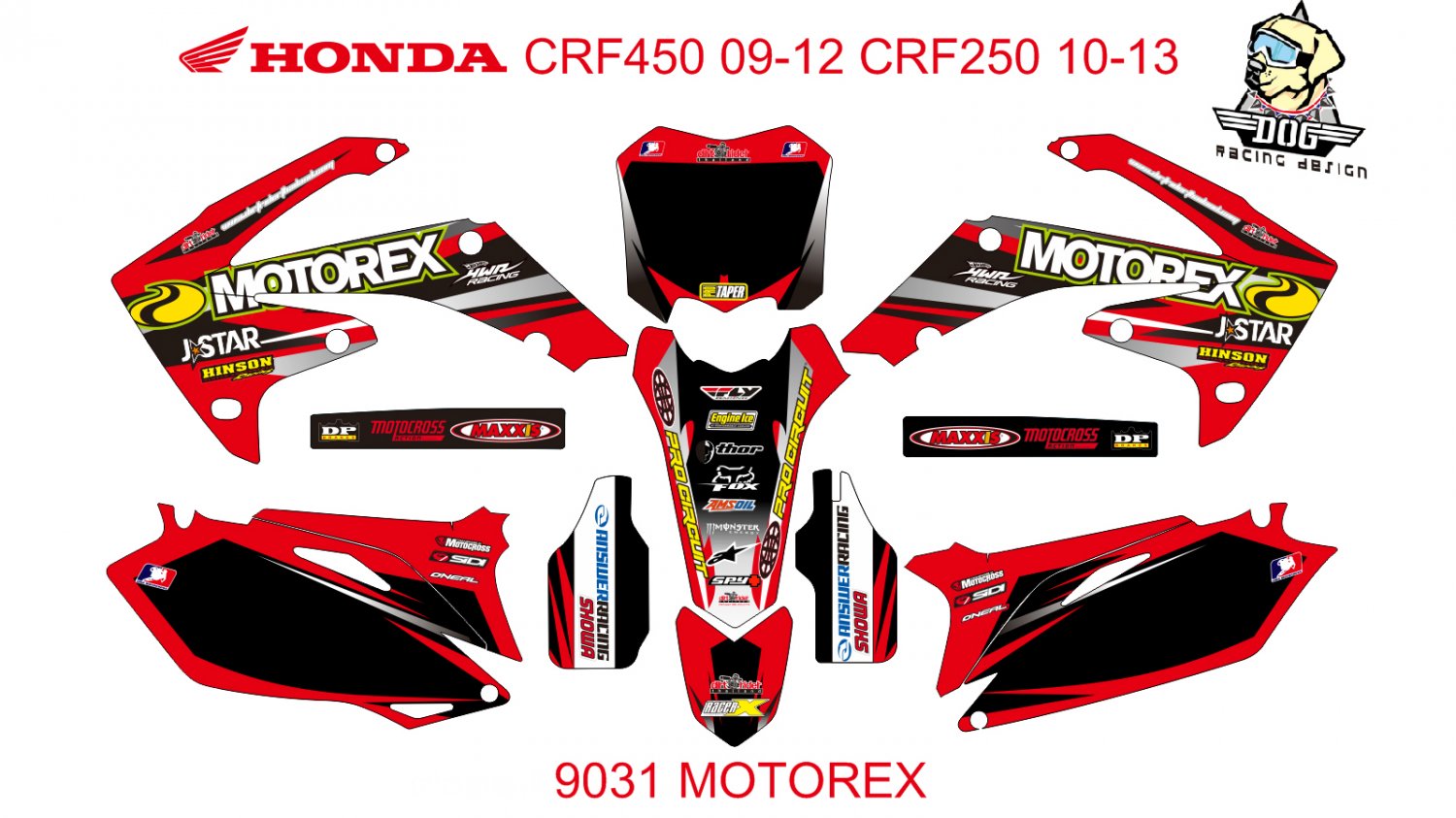 HONDA CRF 450 2009-2012 CRF 250 2010-2013 DECAL KIT CODE.9031