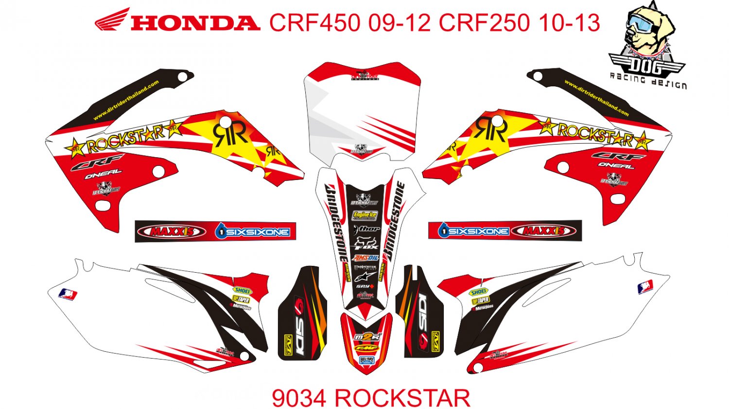 HONDA CRF 450 2009-2012 CRF 250 2010-2013 DECAL KIT CODE.9034