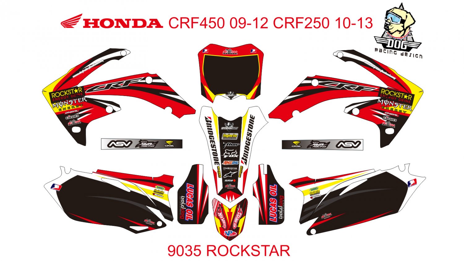 HONDA CRF 450 2009-2012 CRF 250 2010-2013 DECAL KIT CODE.9035