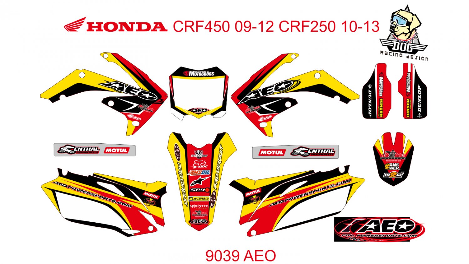 HONDA CRF 450 2009-2012 CRF 250 2010-2013 DECAL KIT CODE.9039