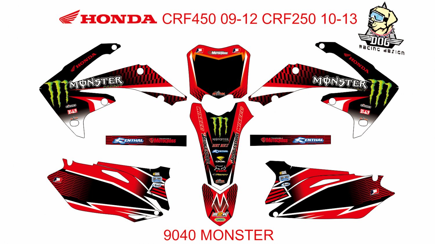HONDA CRF 450 2009-2012 CRF 250 2010-2013 DECAL KIT CODE.9040