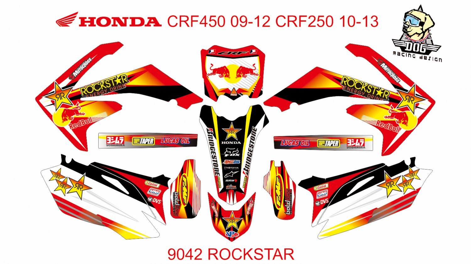 HONDA CRF 450 2009-2012 CRF 250 2010-2013 DECAL KIT CODE.9042