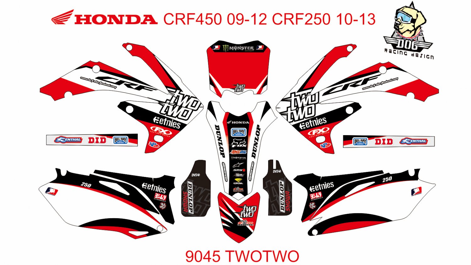 HONDA CRF 450 2009-2012 CRF 250 2010-2013 DECAL KIT CODE.9045