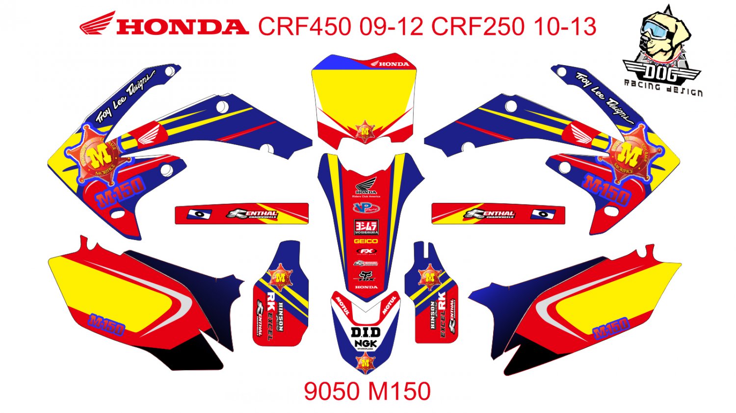 HONDA CRF 450 2009-2012 CRF 250 2010-2013 DECAL KIT CODE.9050