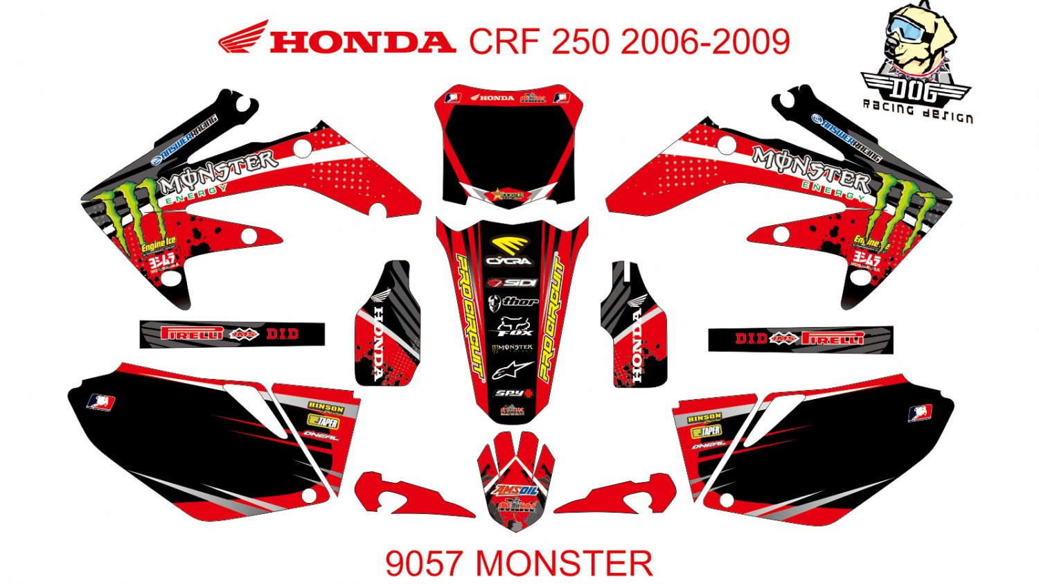 HONDA CRF 250 2006-2009 GRAPHIC DECAL KIT CODE.9057