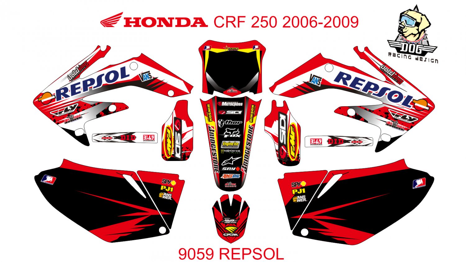 HONDA CRF 250 2006-2009 GRAPHIC DECAL KIT CODE.9059